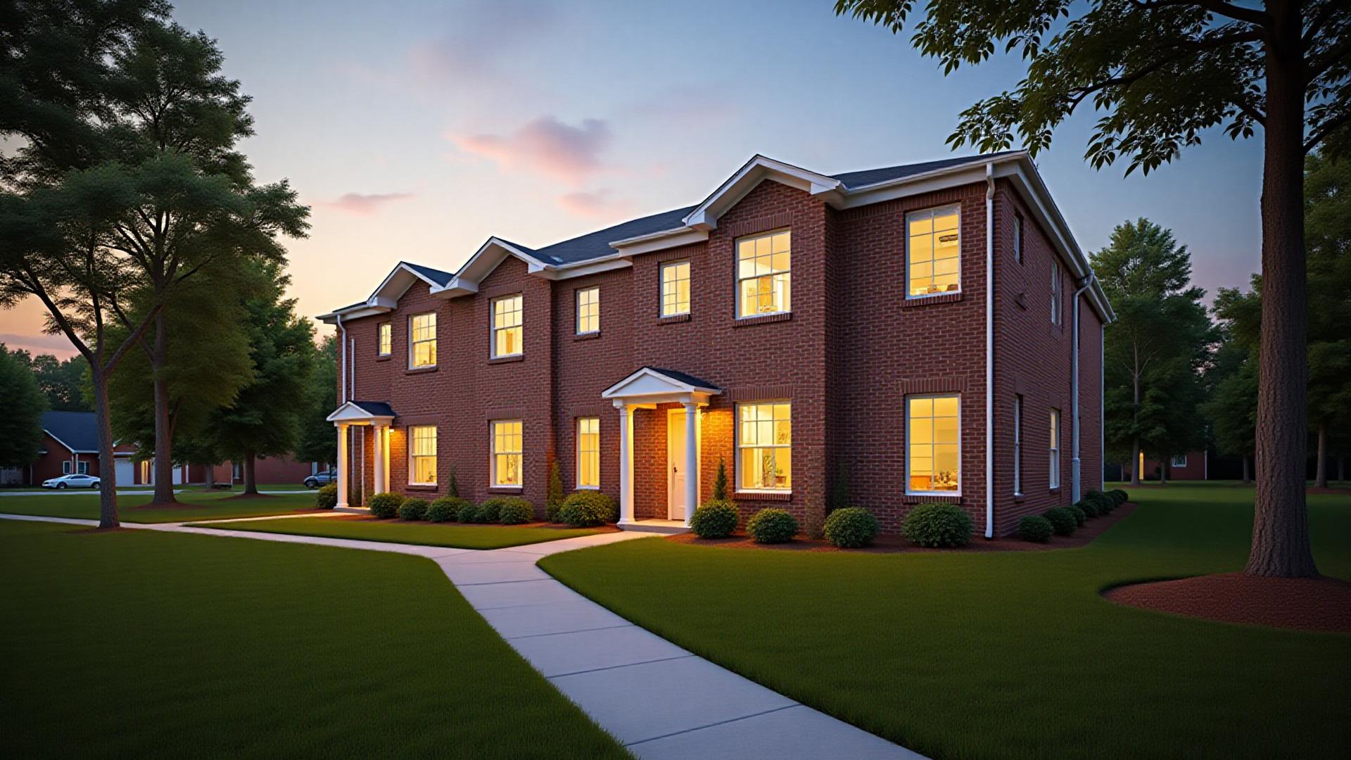 Modern multi-family property in a classic Columbia, SC neighborhood at sunset