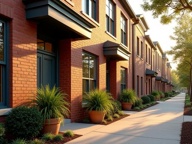 Charming 2 bed/1.5 bath townhome near downtown Columbia, SC, with brick facade and small garden.